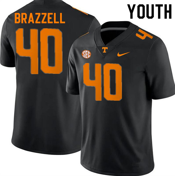 Youth #40 Colin Brazzell Tennessee Volunteers College Football Jerseys Stitched-Black